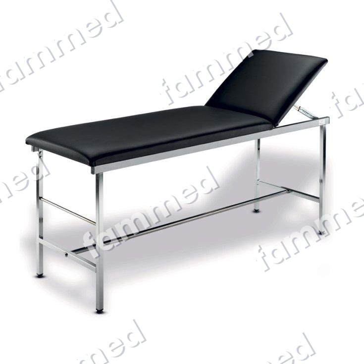 Table d'examen noire pieds chromés